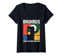 Womens Bauhaus Architecture Form Follows Function Geometric V-Neck T-Shirt
