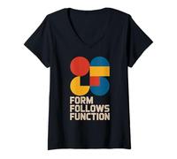 Womens Bauhaus Architecture Form Follows Function Geometric V-Neck T-Shirt