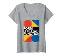 Womens Bauhaus Architecture Form Follows Function Geometric V-Neck T-Shirt