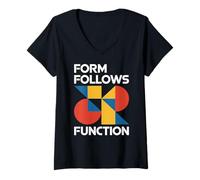 Womens Bauhaus Architecture Form Follows Function Geometric V-Neck T-Shirt