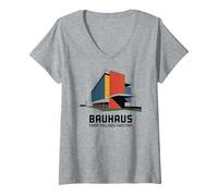 Womens Bauhaus Architecture Form Follows Function Geometric V-Neck T-Shirt