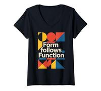 Womens Bauhaus Architecture Form Follows Function Geometric V-Neck T-Shirt