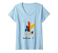 Women's Bauhaus Minimalist Geometric Design V-Neck T-Shirt
