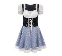 Women's Bavarian Dirndl Dress Beer Fest Costume Female Costumes Girl Adult Up Festival Carnival Outfits for Oktoberfest Party Blue