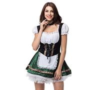 Women's Bavarian Dirndl Dress Traditional Beer Festival German Bavarian Outfit Traditional Maid Costumes Knee Length Beer Girl Costume for Oktoberfest Carnival Fancy Dress