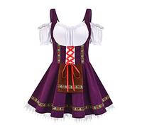 Women's Bavarian Oktoberfest Dirndl Mini Dress With Cinch Front & Apron | Bavarian Dirndl Silhouette, Contoured Front Ribbon Lacing, Autumn Oktoberfest Beer Halls, Festive Bavarian Themed Parties