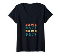 Womens Bawk Butt Funny Chicken Butt Joke V-Neck T-Shirt
