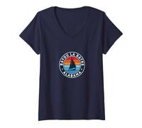 Womens Bayou La Batre Alabama AL Vintage Sailboat Retro 70s V-Neck T-Shirt