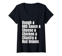 Womens BBQ Chicken Pizza Ingredient List Funny Recipe V-Neck T-Shirt