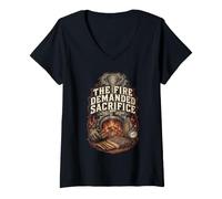 Women's BBQ Competition The Fire Demanded Sacrifice V-Neck T-Shirt