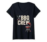 Womens BBQ Crew for Grill Masters and Summer Cookouts V-Neck T-Shirt