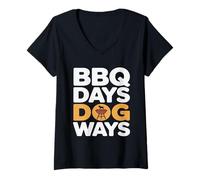 Women's BBQ Days Dog Ways Funny Grill Dog Lover Summer V-Neck T-Shirt