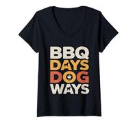 Women's BBQ Days Dog Ways Funny Grill Dog Lover Summer V-Neck T-Shirt