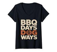 Women's BBQ Days Dog Ways Funny Grill Dog Lover Summer V-Neck T-Shirt