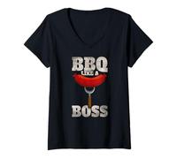 Women's BBQ Like A Boss Grill V-Neck T-Shirt