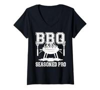 Womens BBQ Seasoned Pro Men's Funny Summer Fun Barbeque Pitmaster V-Neck T-Shirt
