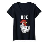Womens BDE Big Dick Energy - Funny Adult Humor Meme Rooster Graphic V-Neck T-Shirt