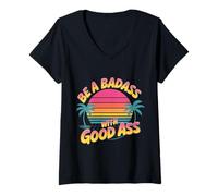 Women's Be A Badass with Good Ass Gym Leg Motivation - V-Neck T-Shirt