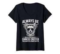 Women's Be A Chinese Crested Dog Funny Chinese Crested V-Neck T-Shirt