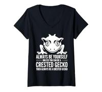 Womens Be A Crested Geckos Funny Crested Gecko V-Neck T-Shirt