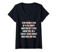 Womens Be A Fan Of Jesus Christ Who Died For You To Live Eternally V-Neck T-Shirt