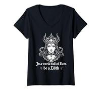 Women's Be A Lilith Demon Angel Funny Gothic Occult V-Neck T-Shirt