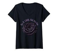 Women's Be A Lilith Not an Eve Gothic Black Rose V-Neck T-Shirt