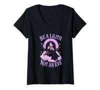Women's Be A Lilith Not an Eve Gothic Dark Feminine V-Neck T-Shirt
