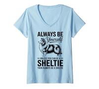 Women's Be A Sheltie Funny Shetland Sheepdog V-Neck T-Shirt