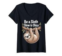 Womens Be a Sloth Funny V-Neck T-Shirt