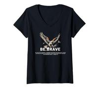 Womens Be Brave Blessed Eagle God Bible Jesus Religious Quote V-Neck T-Shirt
