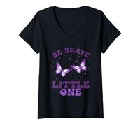Womens Be Brave Little One Butterfly Inspiration V-Neck T-Shirt