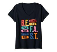 Women's BE Fast Stroke Awareness ICU Nurse Neurologist V-Neck T-Shirt
