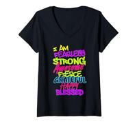 Womens Be Fearless Strong Be Blessed Be Awesome Motivate Fearless V-Neck T-Shirt