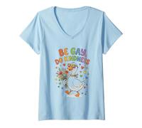 Women's Be Gay Do Kindness Rainbow Duck Pride V-Neck T-Shirt