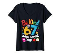 Women's Be Kind 67 Days a Week for Teachers Classroom Fun V-Neck T-Shirt