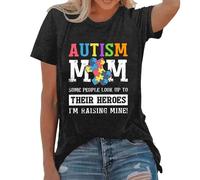 Womens Be Kind Autism Awareness Shirts Casual Short Sleeve Autistic Love Support Graphic Tees Tops Casual Pleated T-Shirts Dark Gray
