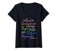 Women's Be Kind & Compassionate: Ephesians 4:32 Scripture Art V-Neck T-Shirt