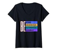 Womens Be Kind Generous Authentic Humble Positive Kindness V-Neck T-Shirt