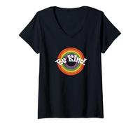Womens Be Kind Kindness, Positivity & Inclusion V-Neck T-Shirt