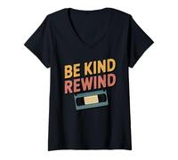 Women's Be Kind Rewind Retro 80s 90s VHS Nostalgia V-Neck T-Shirt