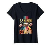 Womens Be Kind & Rewind Retro Vintage Classic Throwback Mens Womens V-Neck T-Shirt