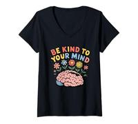 Womens Be Kind To Your Mind - Motivational Quote Inspiration Shirt V-Neck T-Shirt