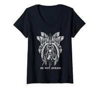 Women's Be Not Afraid Biblically Accurate Angel Seraphim All Eye V-Neck T-Shirt