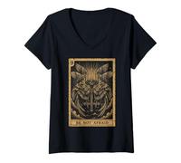 Women's Be Not Afraid Seraphim Biblical Angel All Seeing Eye Goth V-Neck T-Shirt