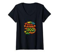 Womens Be Patient with Me I'm from The 1900s Funny Millennial Gen X V-Neck T-Shirt