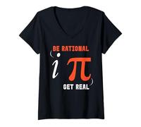 Womens Be Rational Get Real Mathematics Teacher Funny Math V-Neck T-Shirt