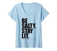 Womens Be Salty Stay Lit Matthew 5:13-14 Jesus Christ God Lover V-Neck T-Shirt