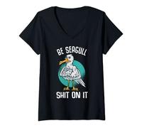Womens Be Seagull Shit On It Gull Beach Birds Seagull V-Neck T-Shirt
