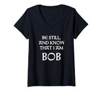 Womens Be Still And Know That I Am Bob V-Neck T-Shirt